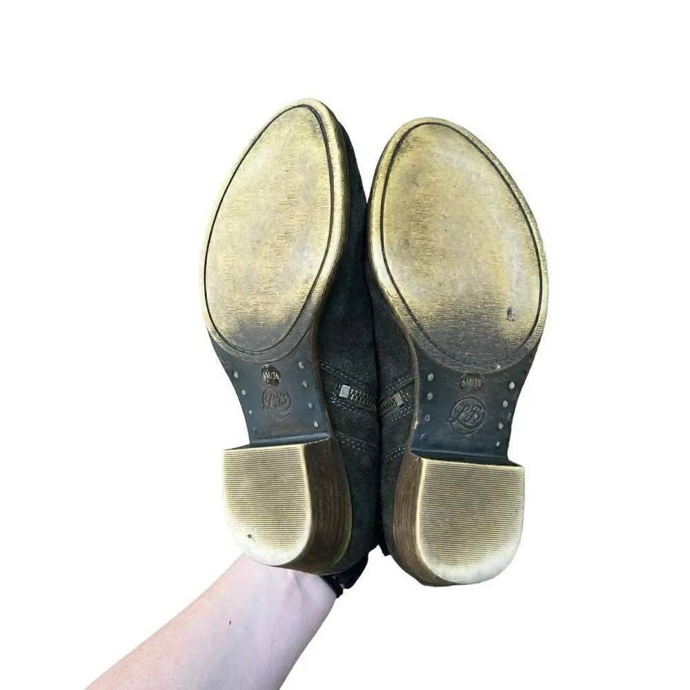 LUCKY BRAND BeTwixt Olive Green Suede Zip-up Bootie Size 6